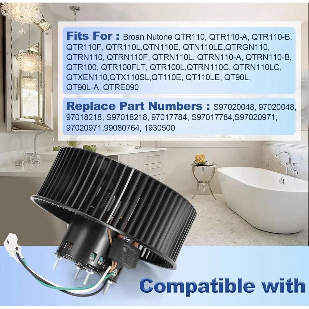 S97018218 Fan Motor for Broan NuTone QTR110, QTRN110L, QTRN110, QTN110E,...